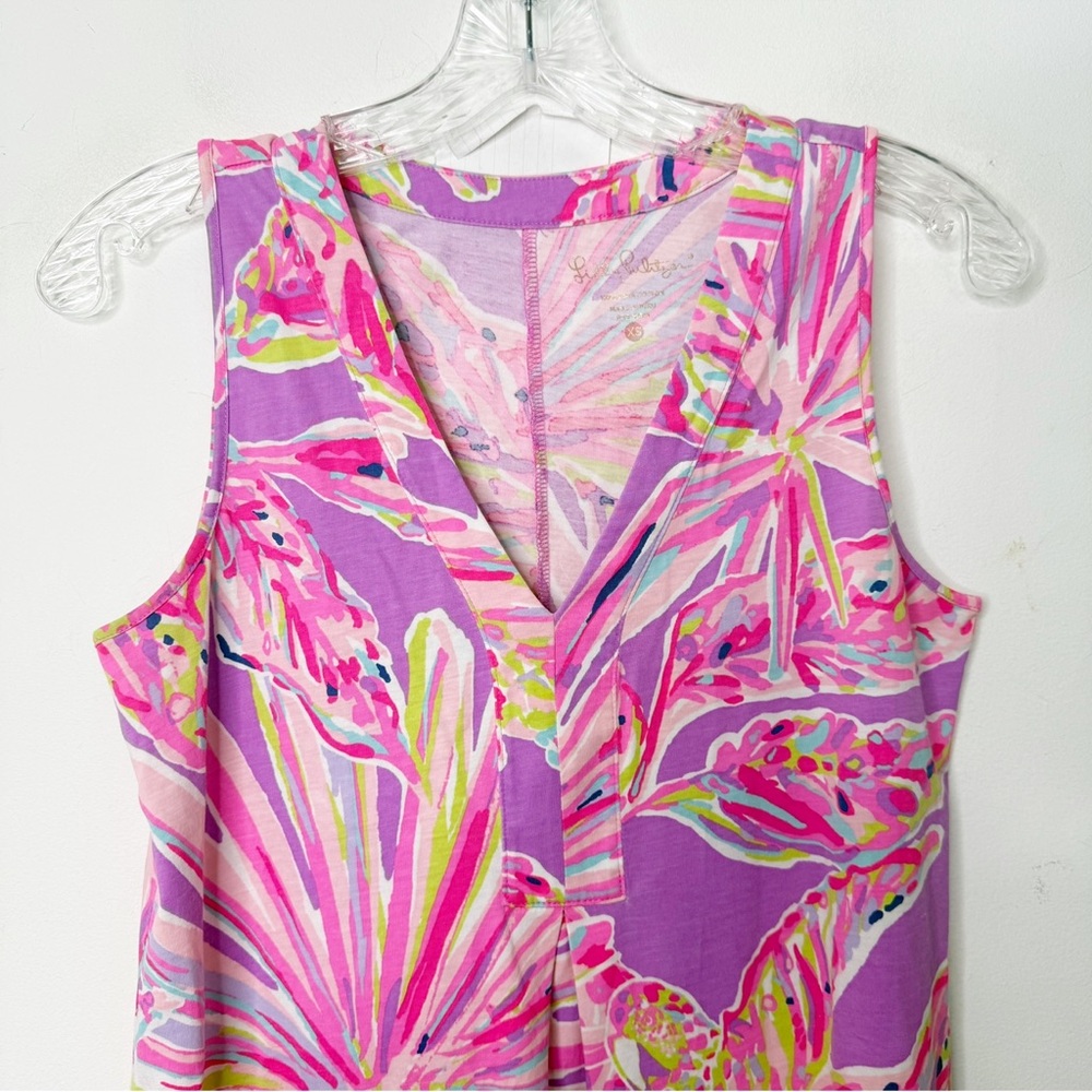 LILLY PULITZER | Amina Pink Purple Floral Print‎ Sleeveless Mini Swing Dress XS - Picture 3 of 5